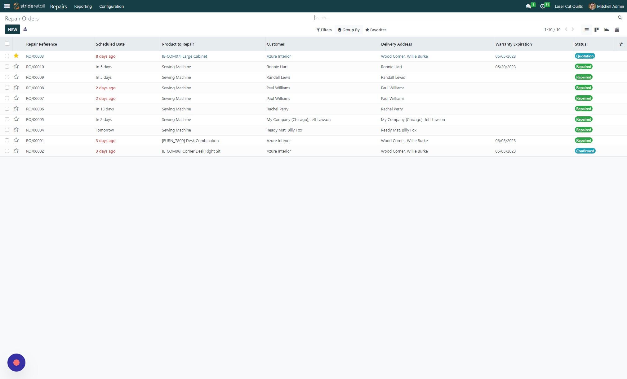 Screenshot of: You can group by tags by clicking "Group by"