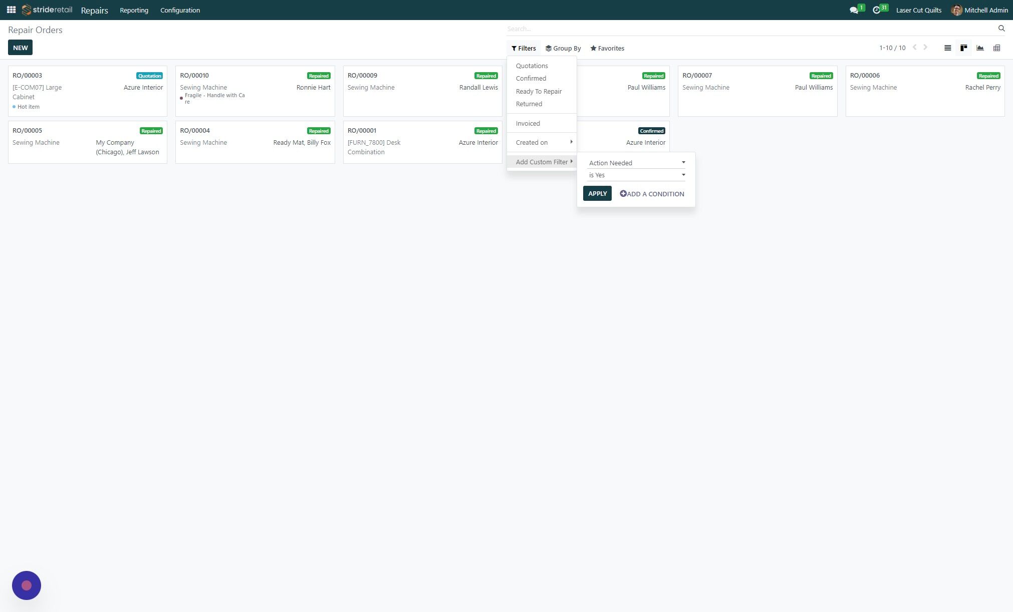 Screenshot of: Click "Add Custom Filter" > Tags