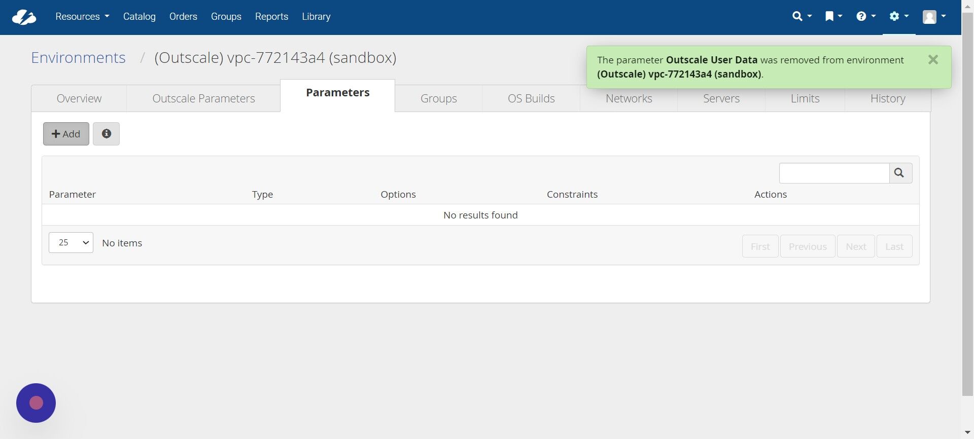 Screenshot of: First, add the script as an Environment level parameter option.