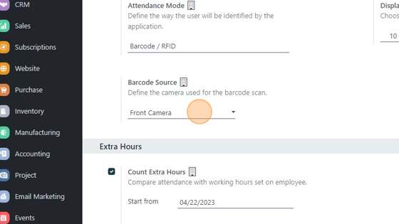 Screenshot of: Click this dropdown and select "Front Camera", "Back Camera", or "Scanner."