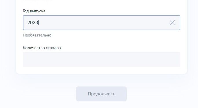 Screenshot of: Укажите количество стволов у оружия. 