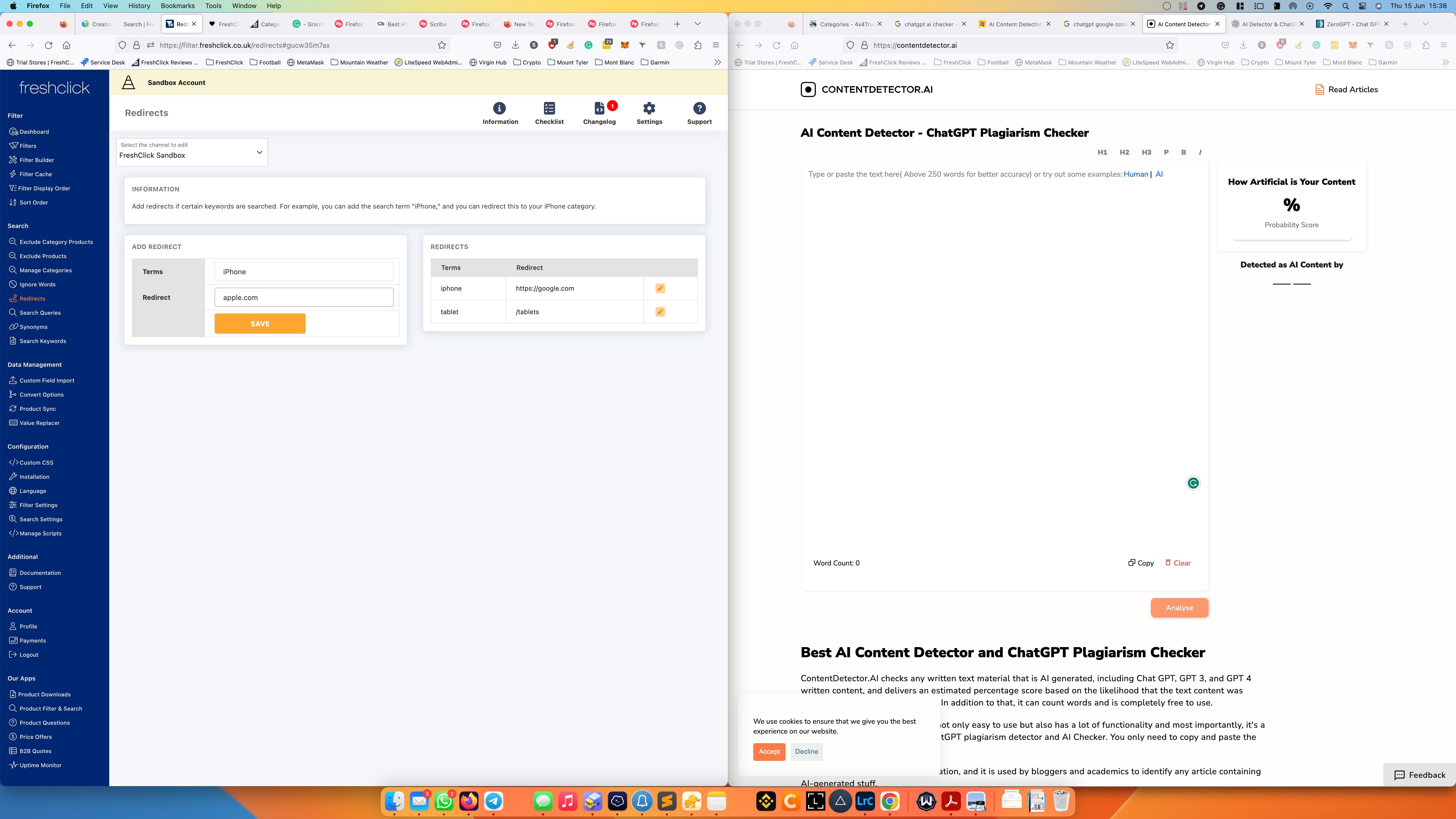 Redirect URL field