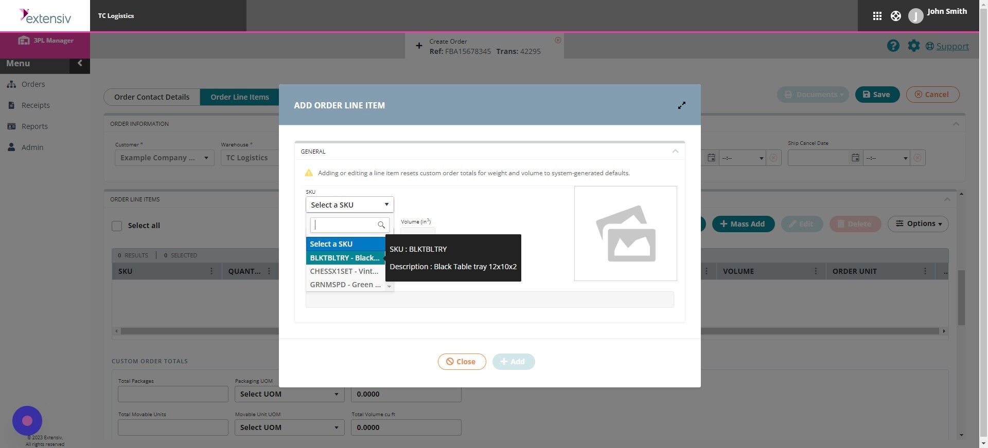 Screenshot of: Input the quantity you are shipping to the destination. Please note that you should input total **UNITS** here not Cartons. As you can see next to "Quantity" for this SKU; the Client tracks it by the **Unit**. Please double check you have input the proper quantity based on the item setup. **It is always best to run a detailed stock status before entering your quantities.**