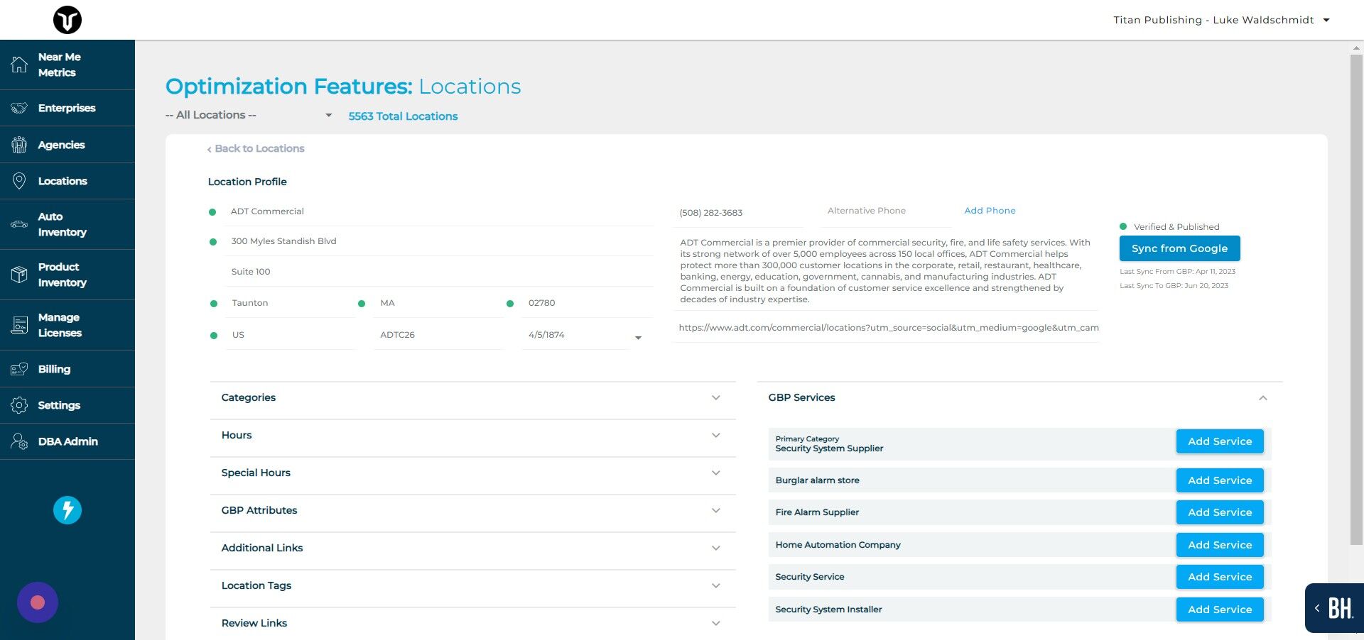 Screenshot of: Click "Sync from Google"