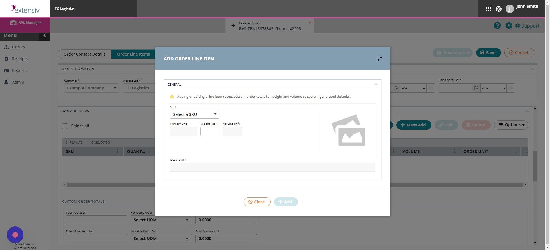 Screenshot of: Click "Select a SKU"