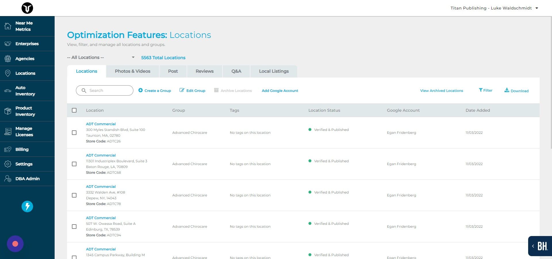Screenshot of: Click "ADT Commercial"