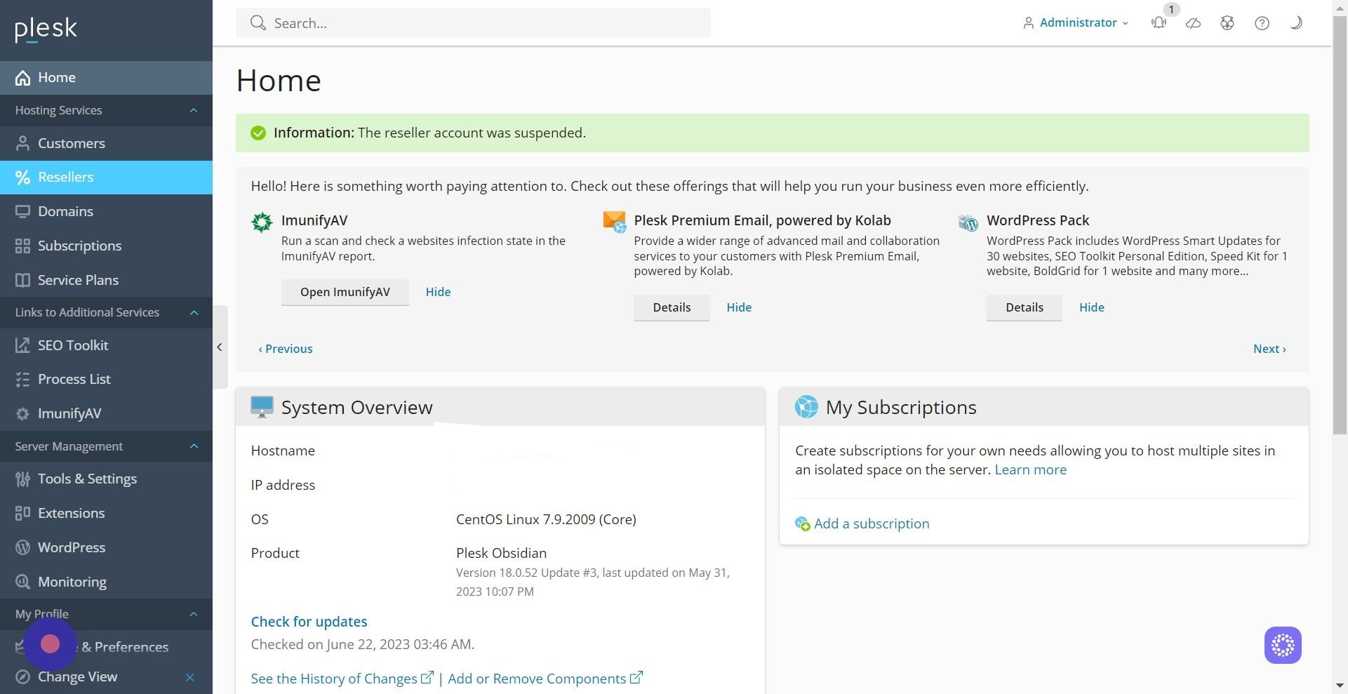 Screenshot of: Click "Resellers"