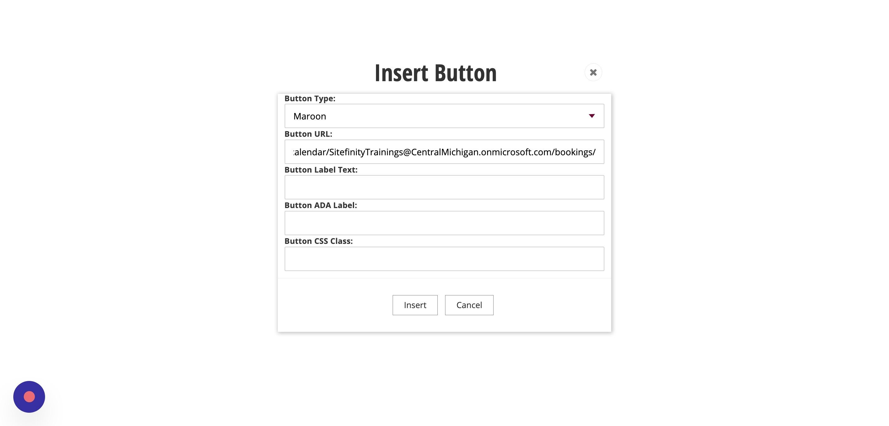 Screenshot of: Type your call to action in the 