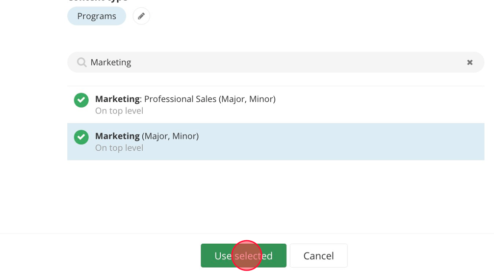 Screenshot of: Click