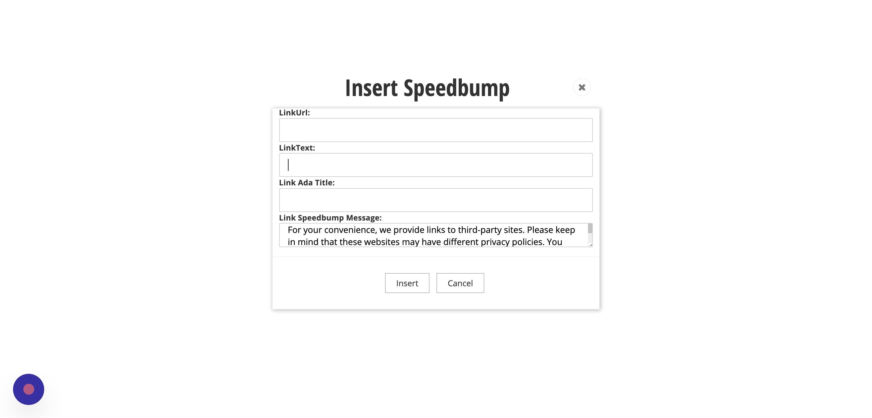 Screenshot of: Add the alternative text to the Link Ada Title field.