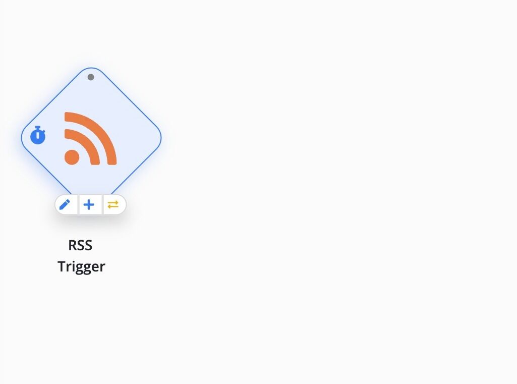 Screenshot of: Create a flow with RSS trigger node.