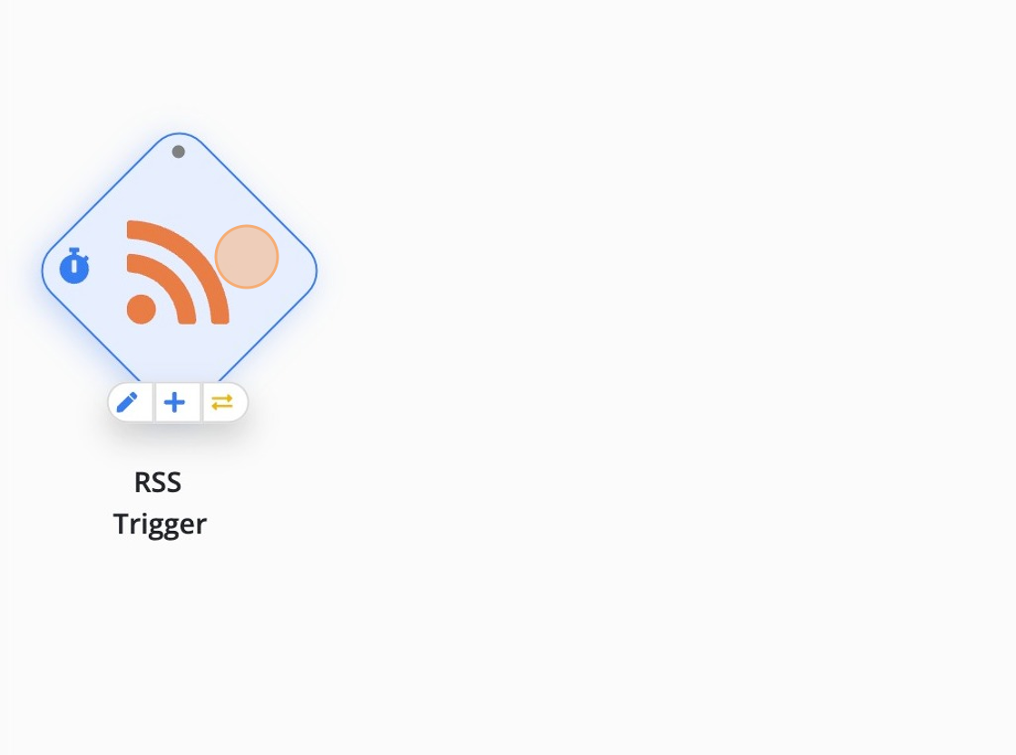 Screenshot of: Create a flow with RSS trigger node.