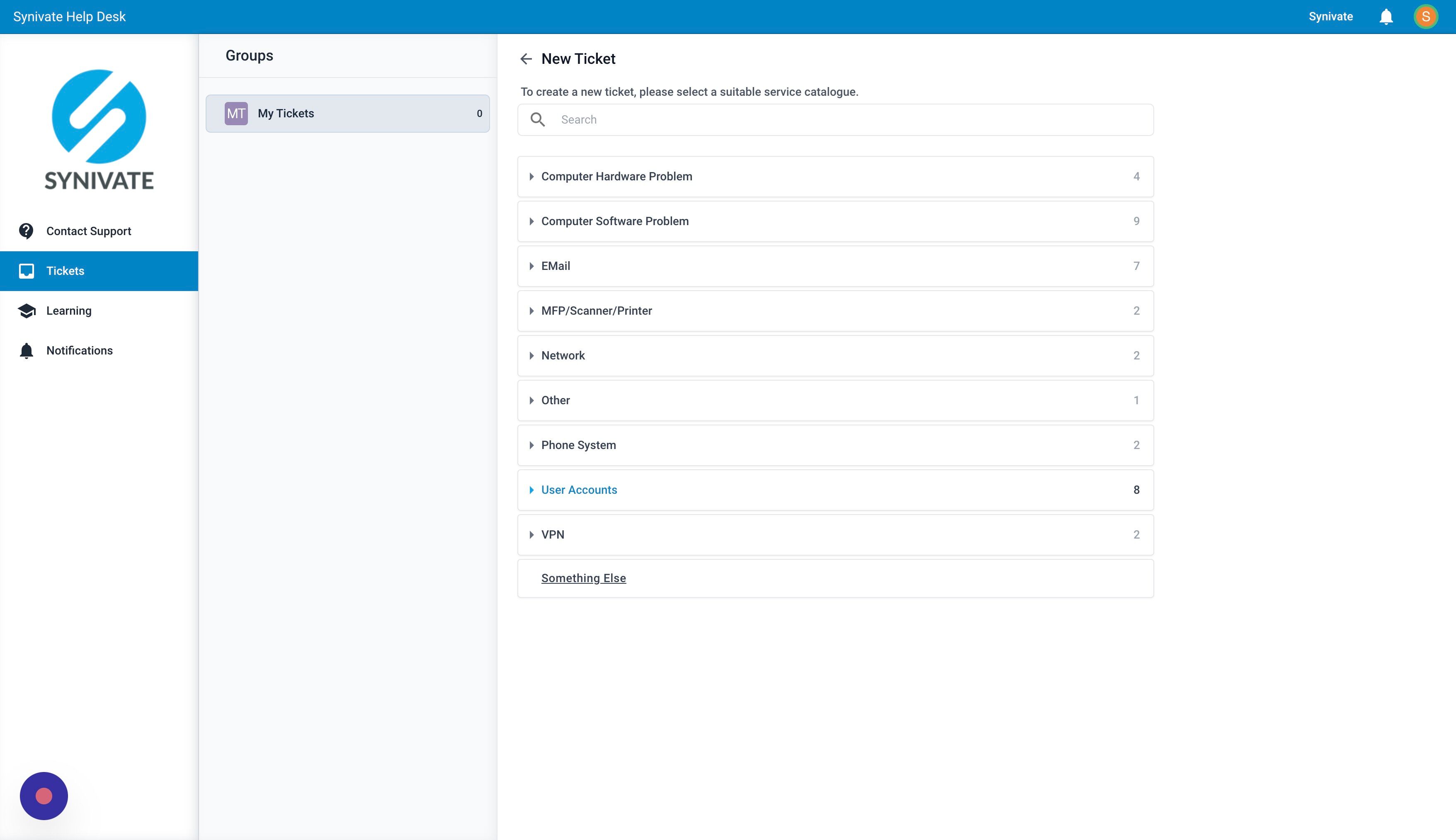 Screenshot of: Click "User Accounts"