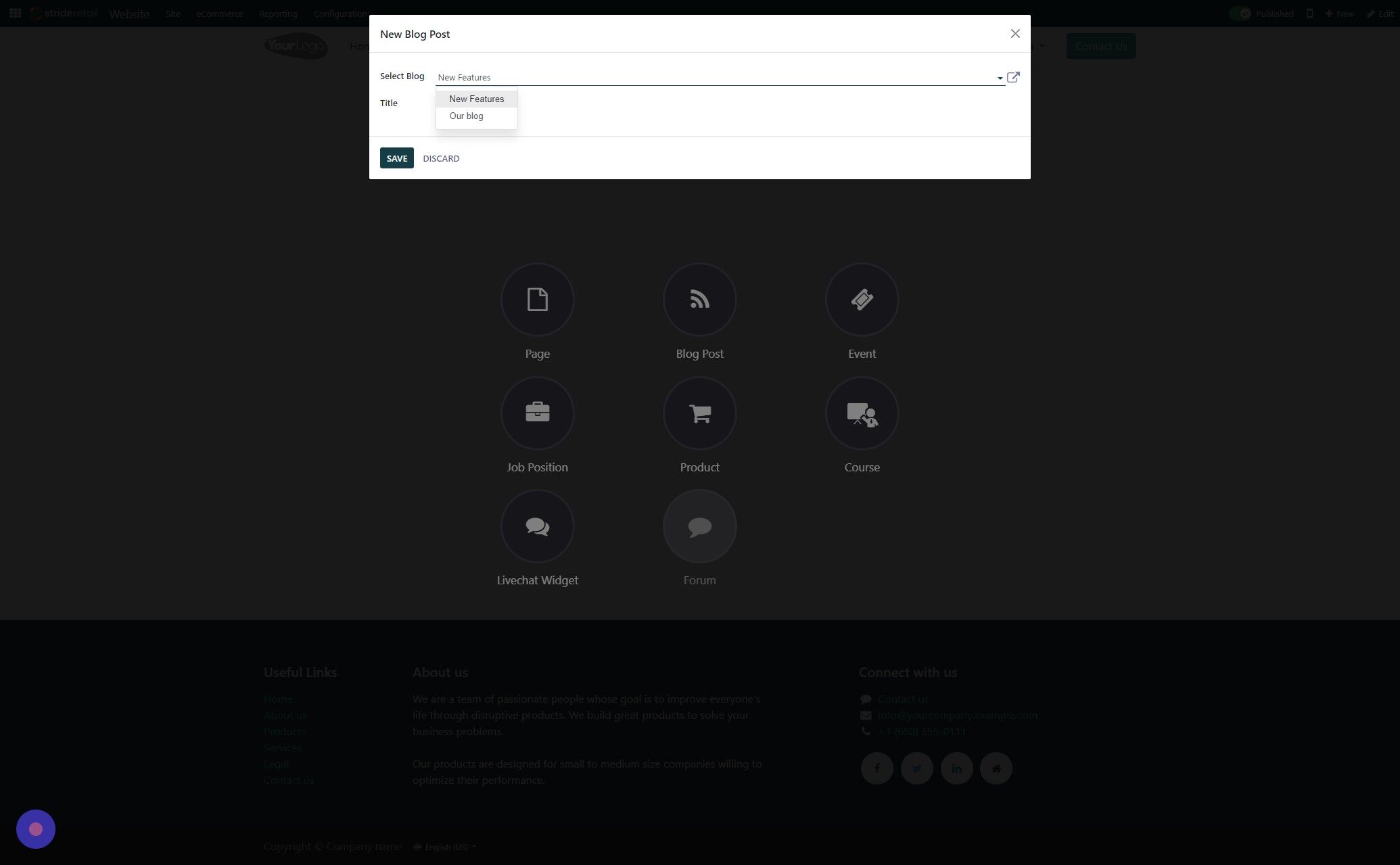 Screenshot of: Example of multiple blogs