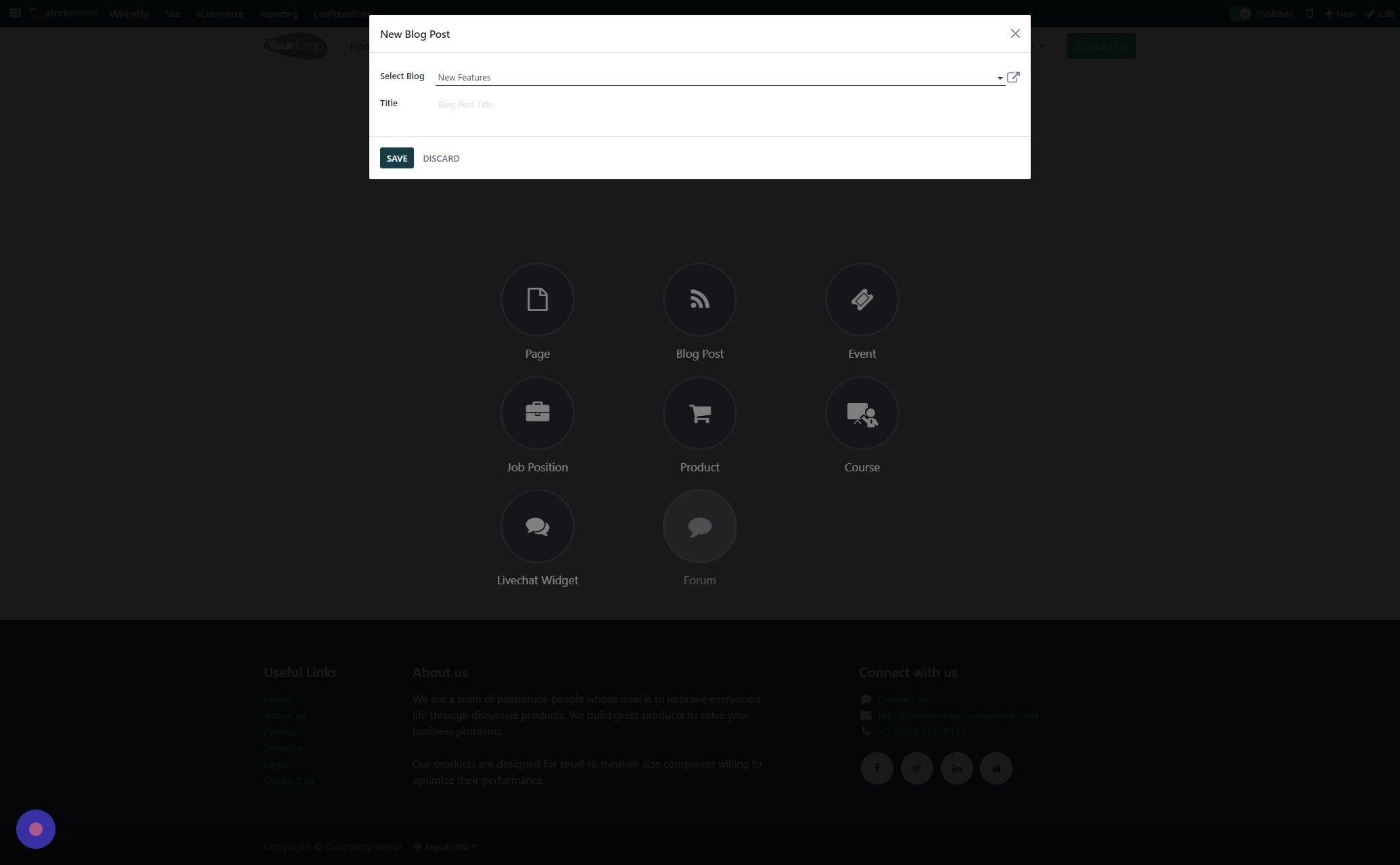 Screenshot of: Choose the blog you want the post to be in.