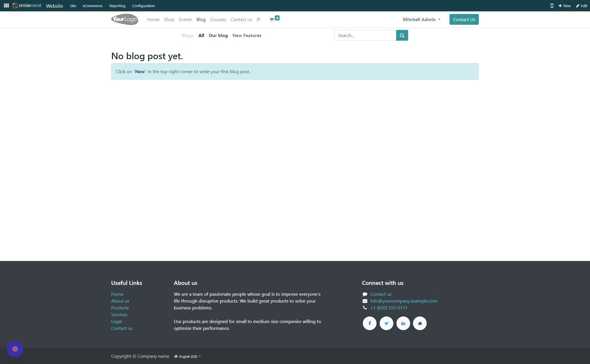 Screenshot of: Click "Our blog"