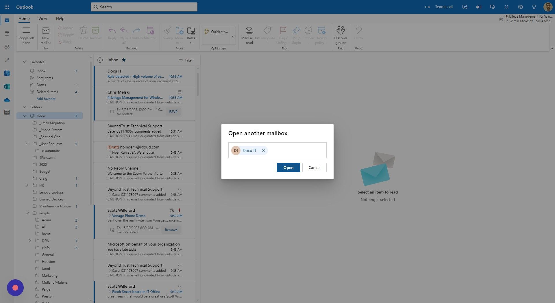 Screenshot of: Click "Open"