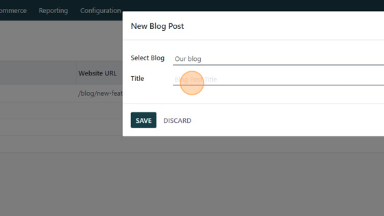 Screenshot of: Click the "Title" field to give your blog post a title.
