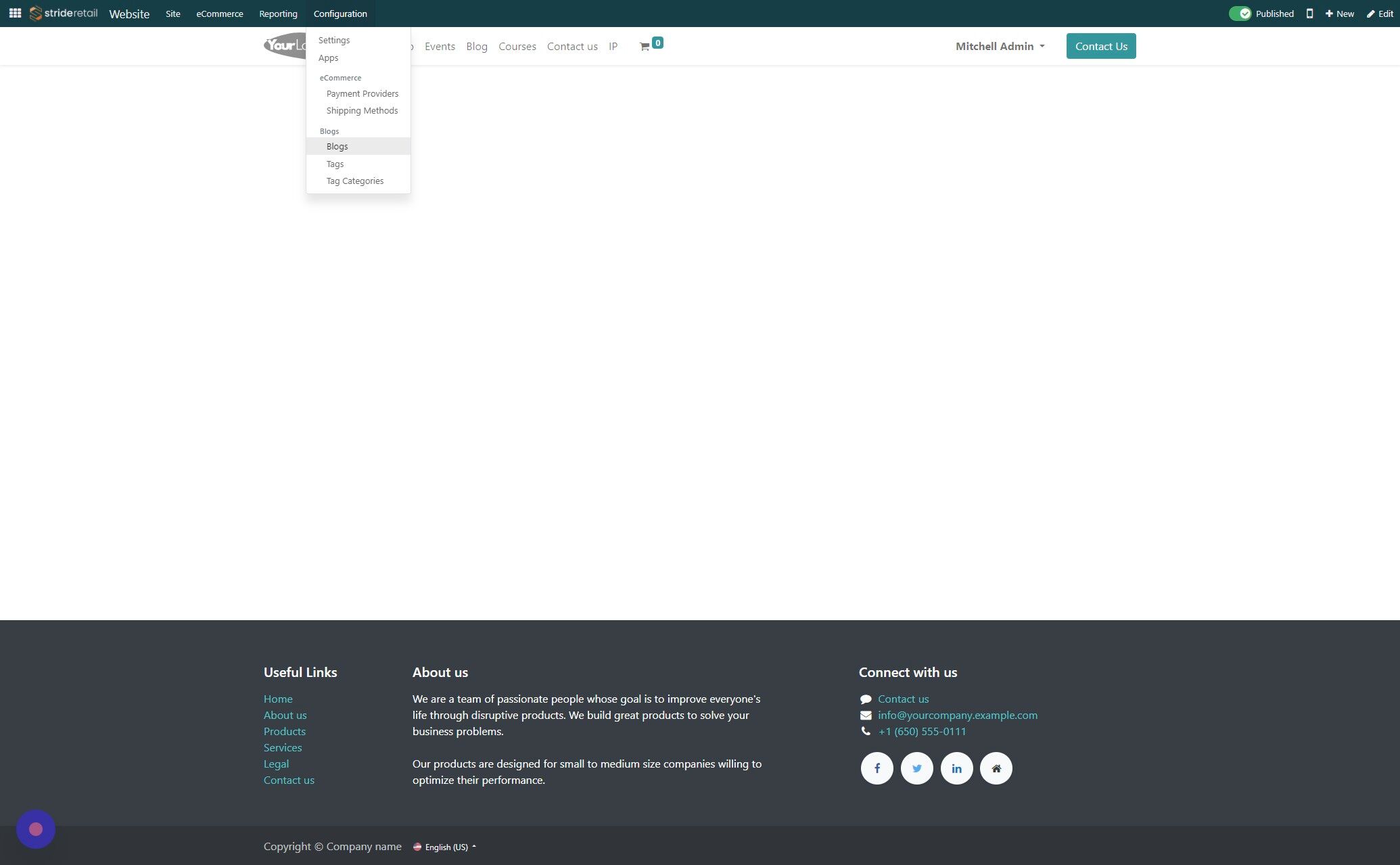 Screenshot of: Click "Blogs"
