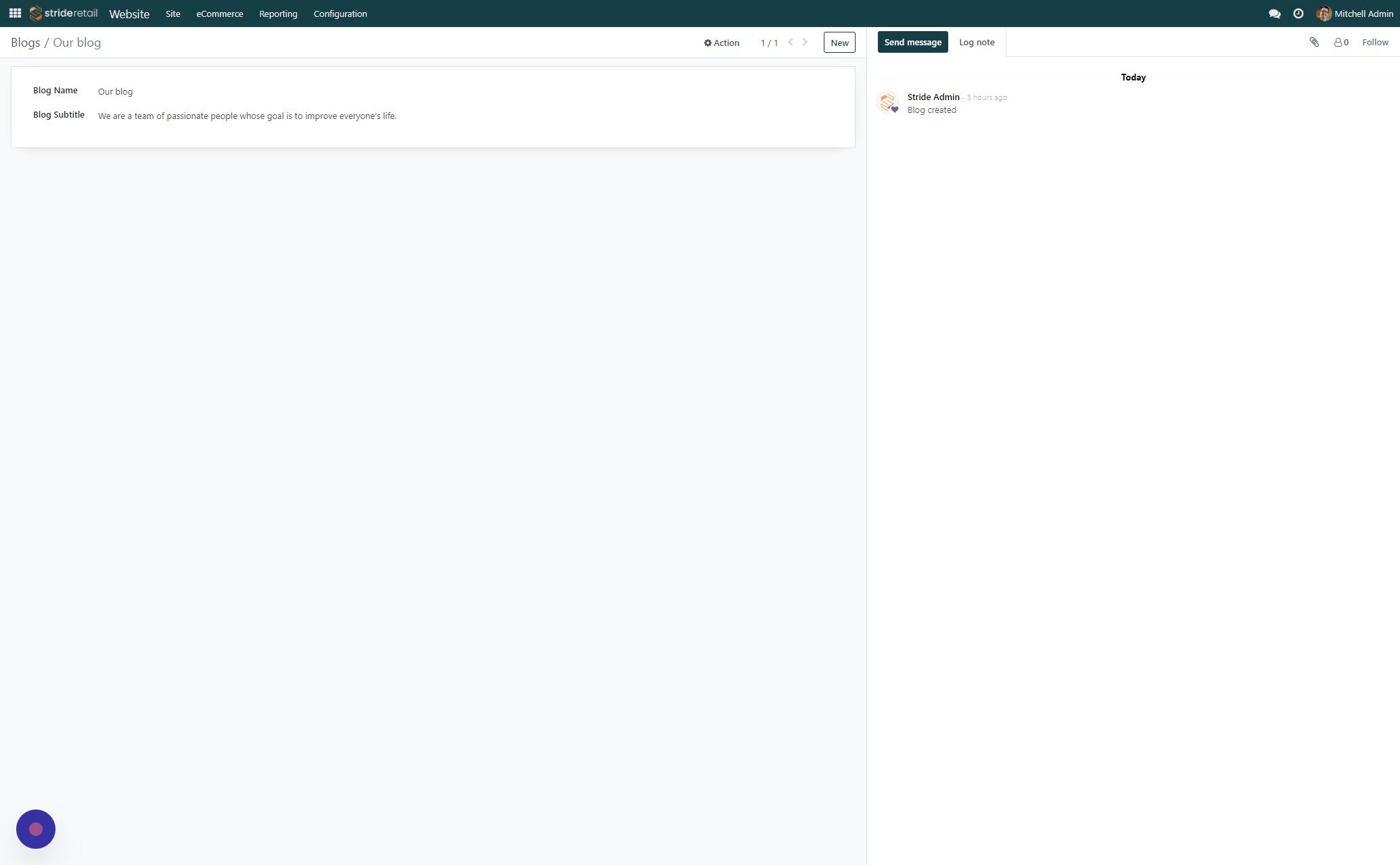 Screenshot of: Edit the title and description and click "Blogs" to go back to the main blog page.