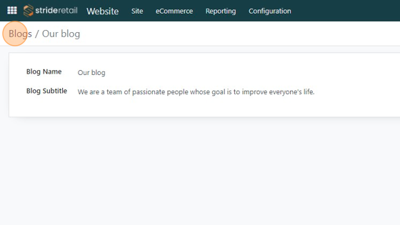 Screenshot of: Edit the title and description and click "Blogs" to go back to the main blog page.