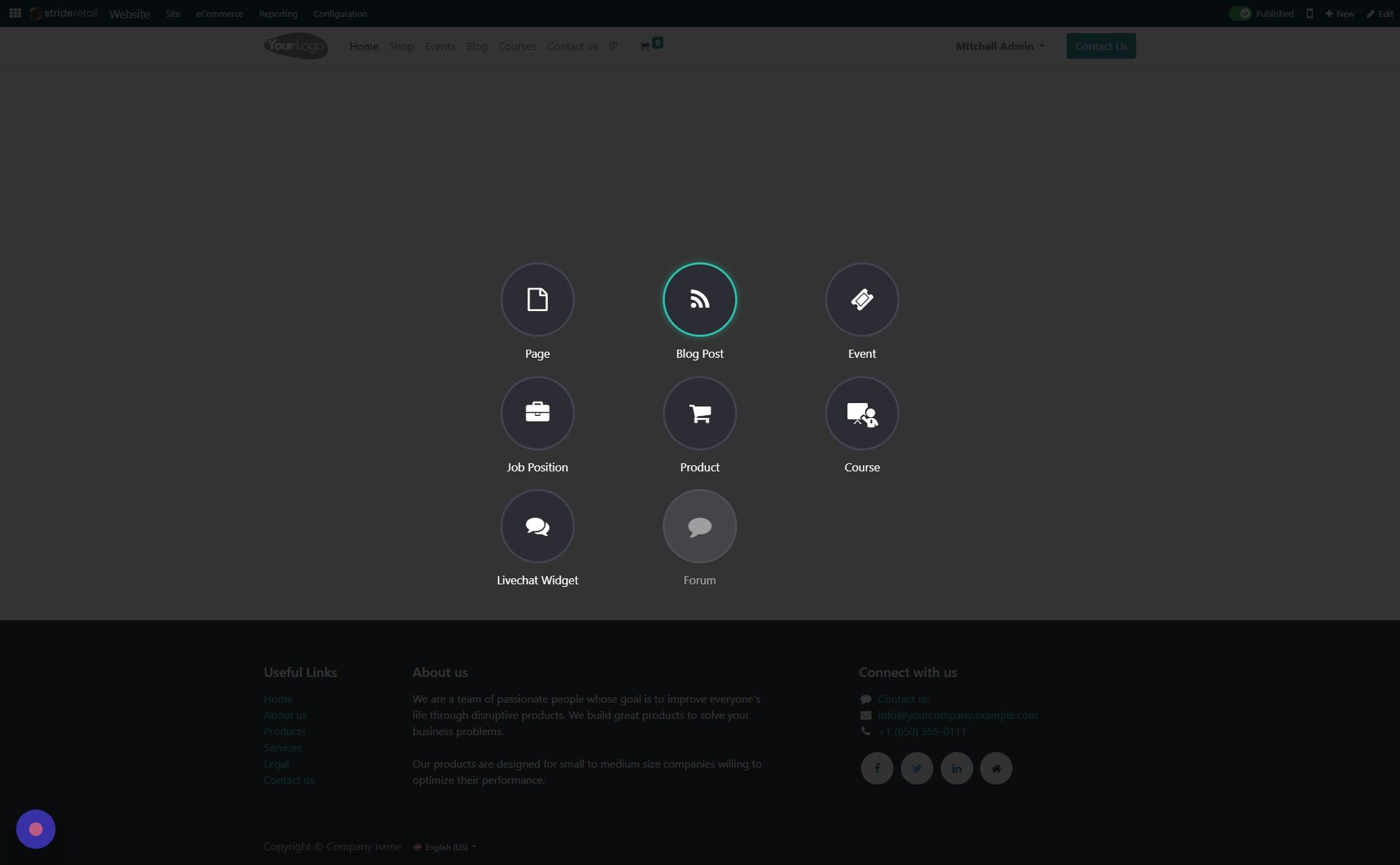 Screenshot of: Click the blog post icon.