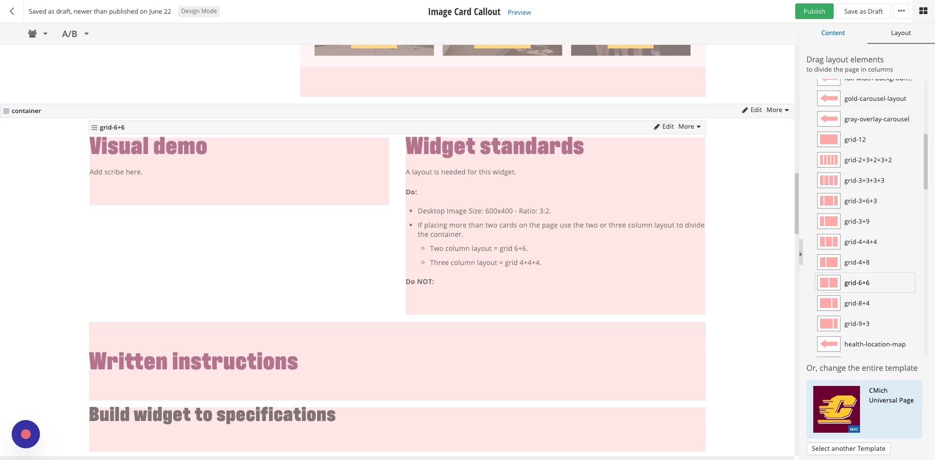 Screenshot of: For two-wide, use the grid-6+6 layout and for three-wide, use the grid-4+4+4 layout.