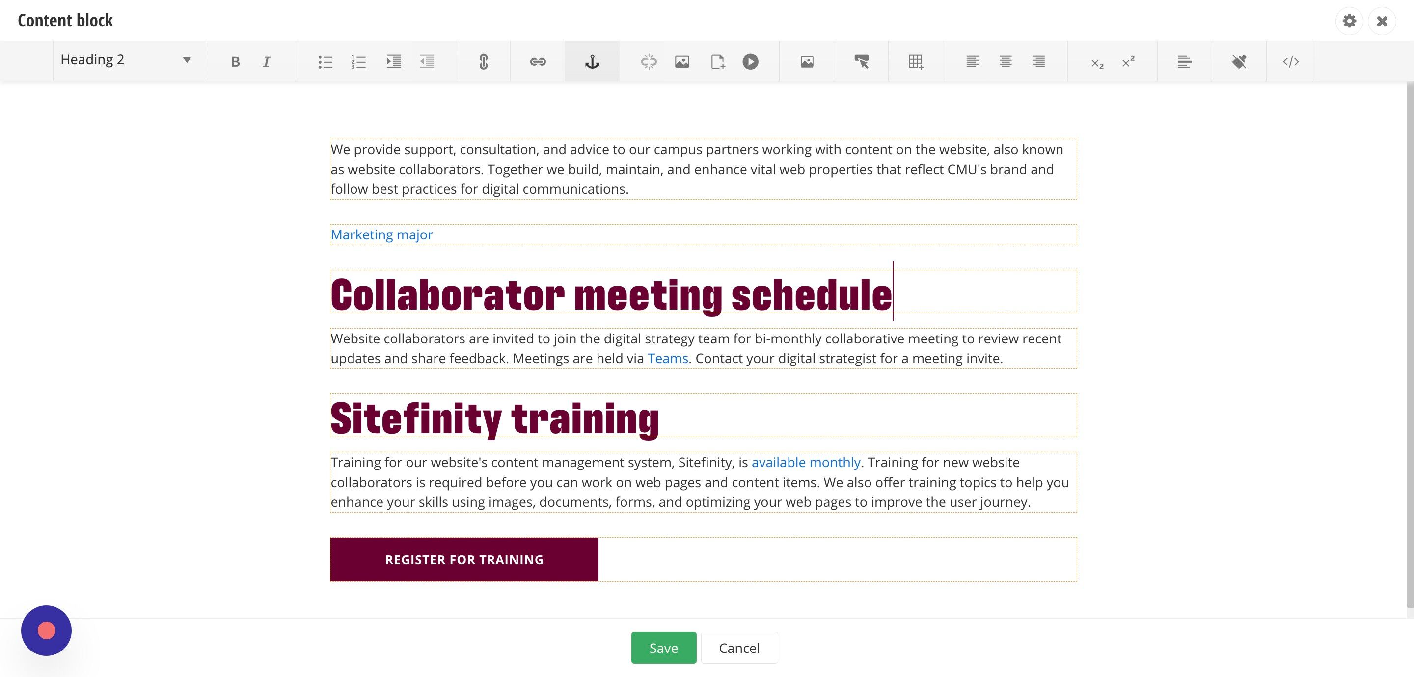 Screenshot of: Click on the anchor icon in the toolbar.