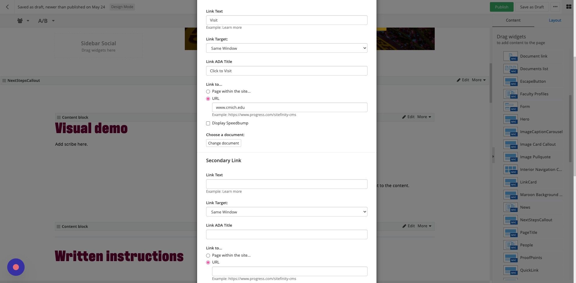 Screenshot of: Secondary Link: Repeat steps six to nine.