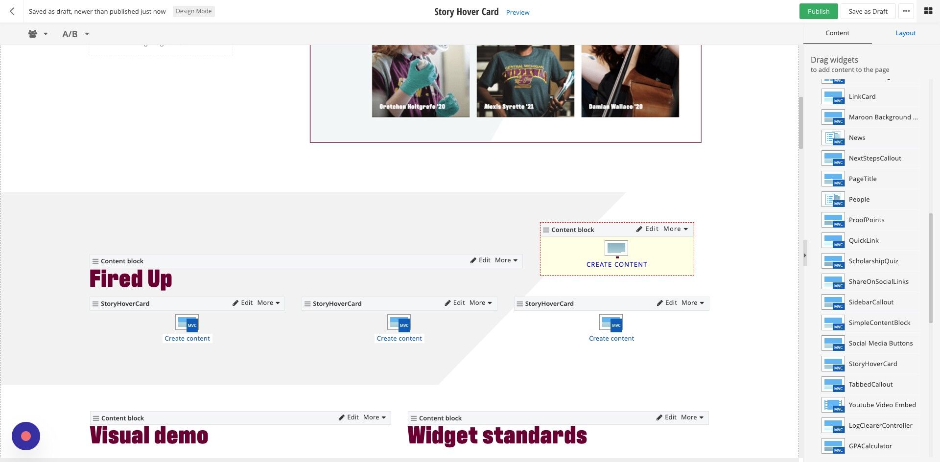 Screenshot of: Edit second content block.
