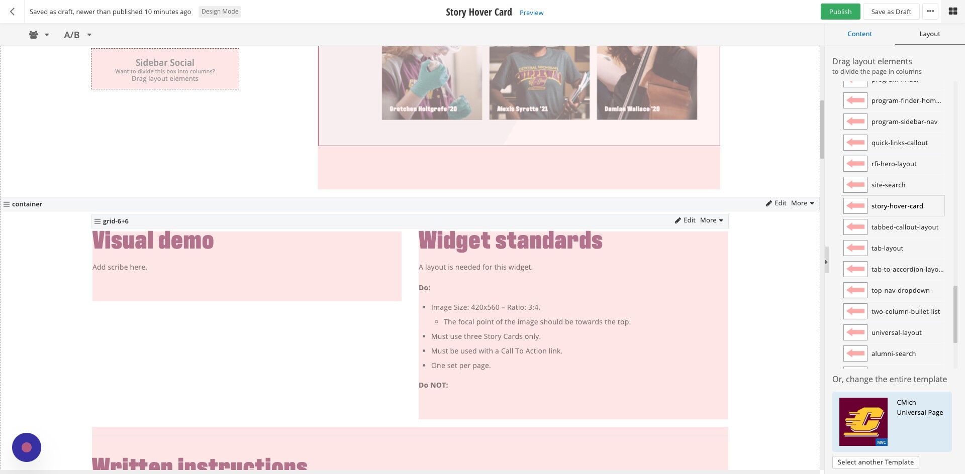 Screenshot of: Add the story-hover-card layout.