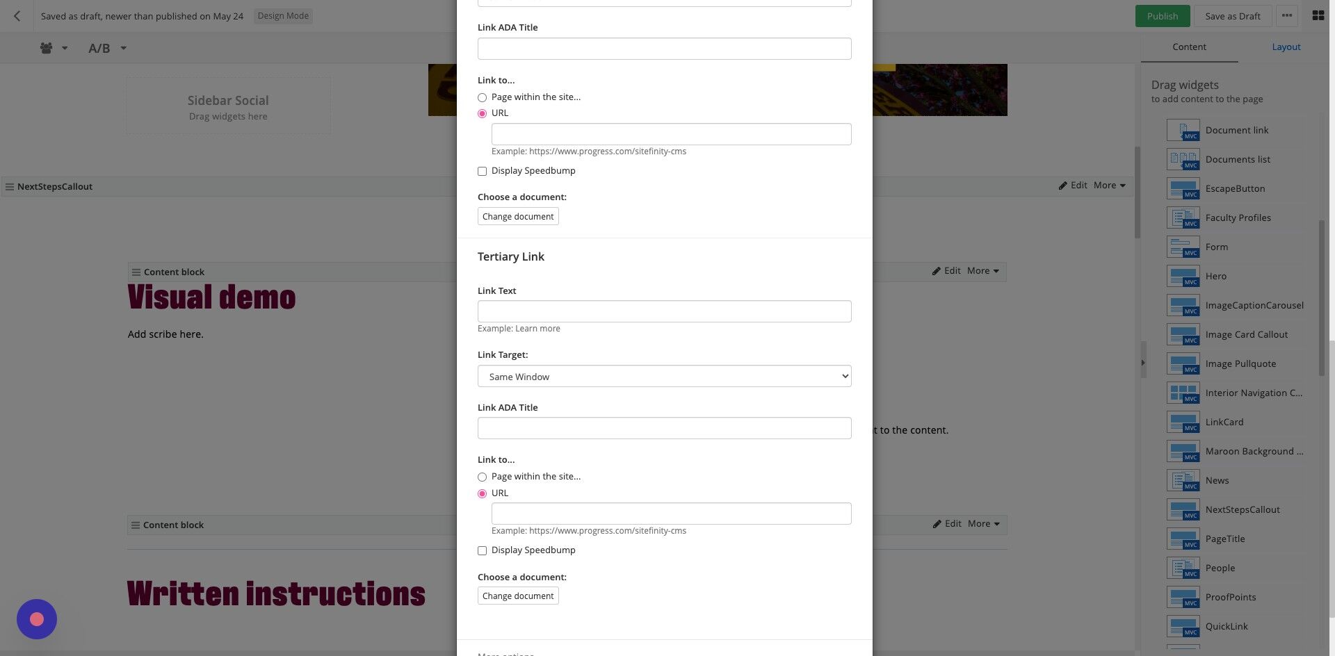 Screenshot of: Tertiary Link: Repeat steps six to nine.