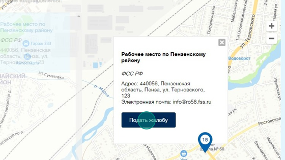 Screenshot of: Нажмите кнопку "Подать жалобу".