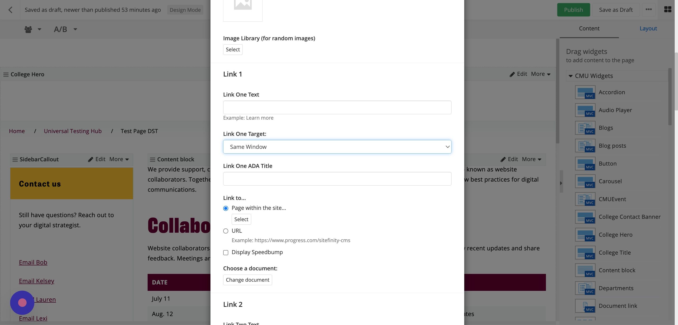 Screenshot of: Enter your link text for ADA compliance to the 
