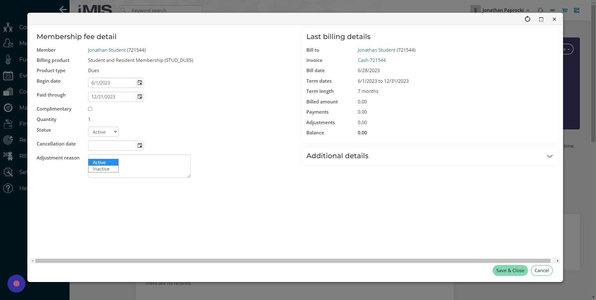Screenshot of: Click "Status" dropdown and set to "Inactive".