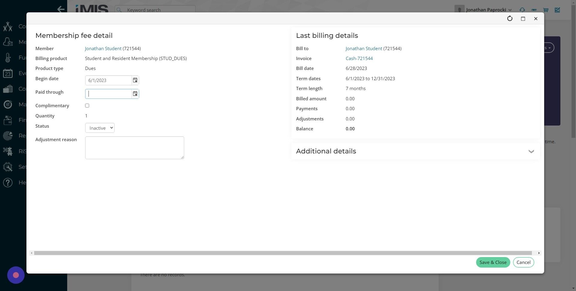 Screenshot of: Click "Save & Close".