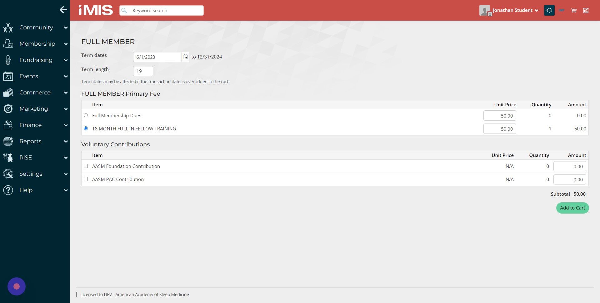 Screenshot of: Click "Add to Cart" button.
