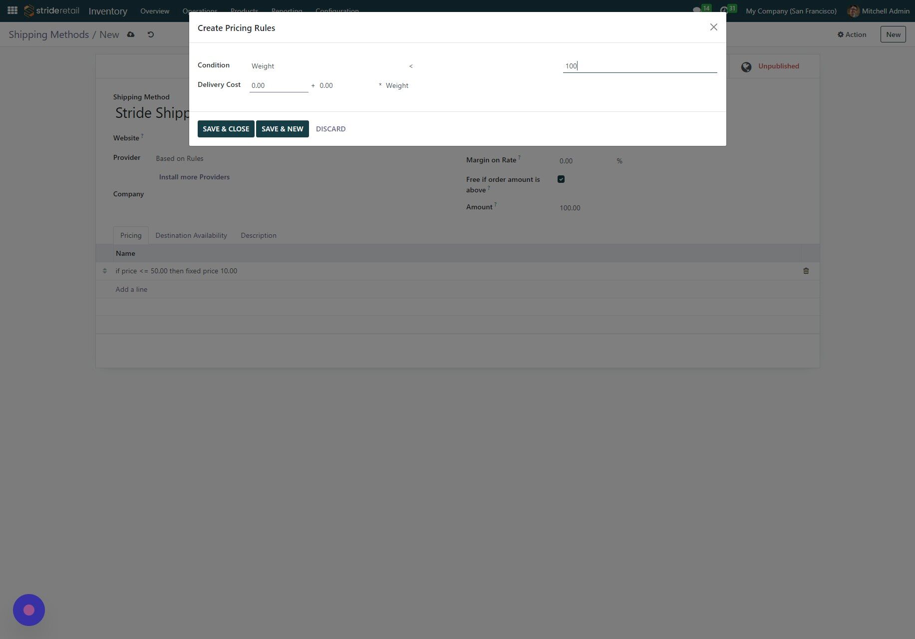 Screenshot of: Double-click the "Delivery Cost" field.