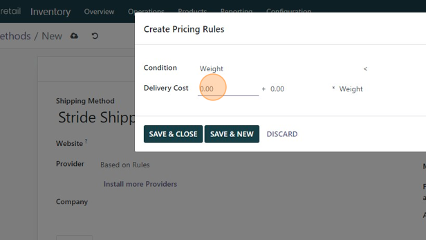 Screenshot of: Double-click the "Delivery Cost" field.