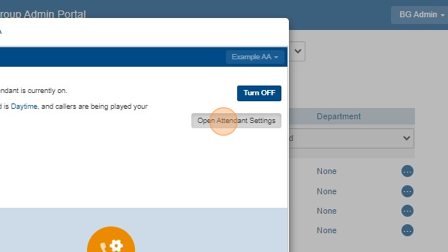 Screenshot of: Click "Open Attendant Settings"