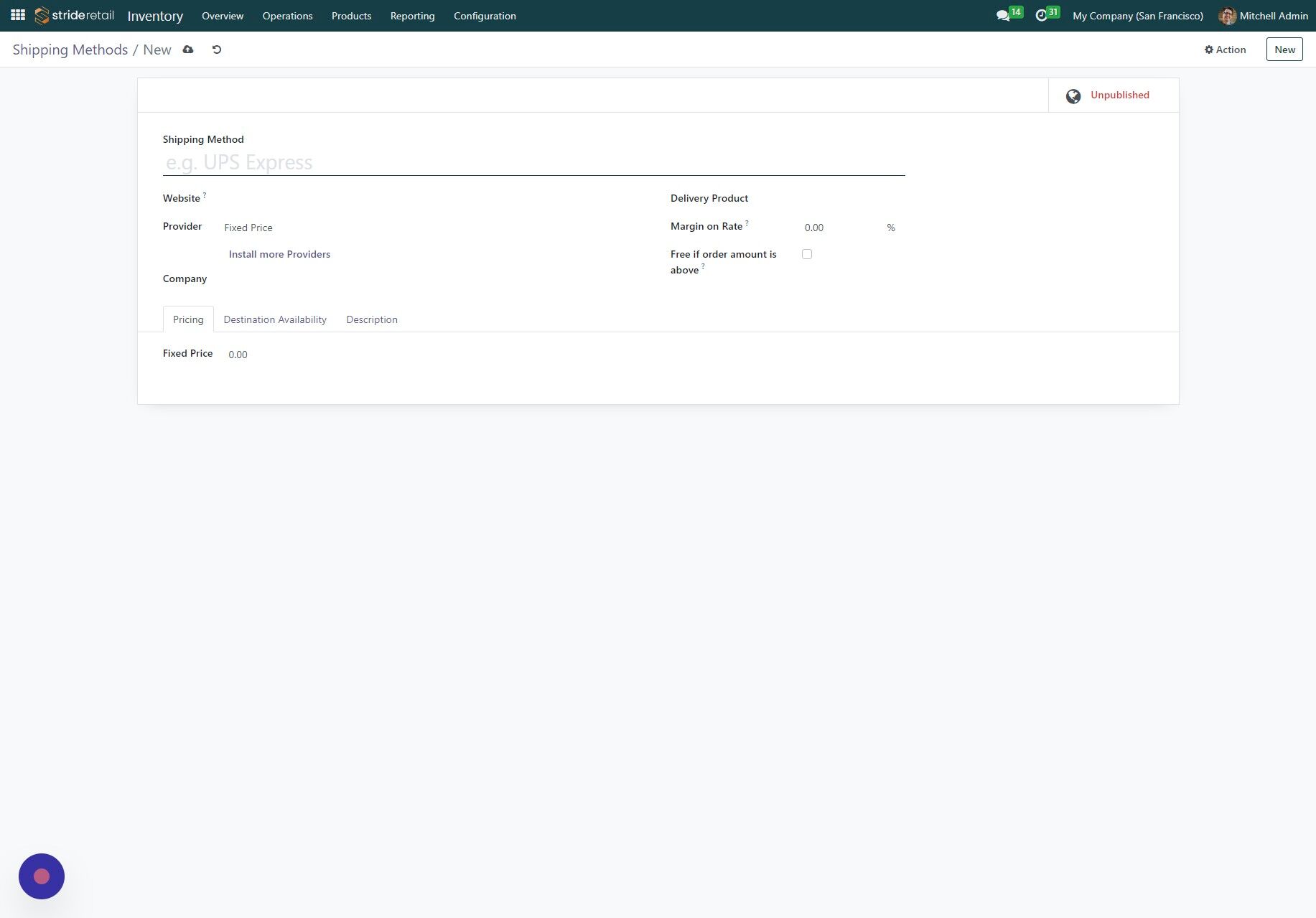 Screenshot of: Click the "Shipping Method" field.