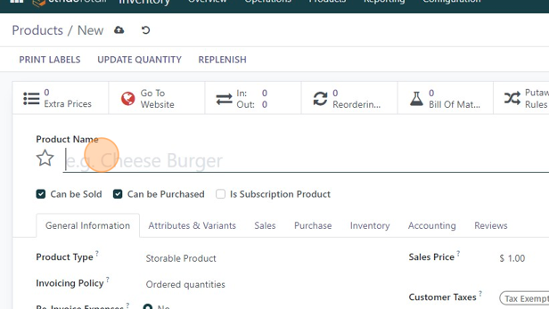 Screenshot of: Click the "Product Name" field.