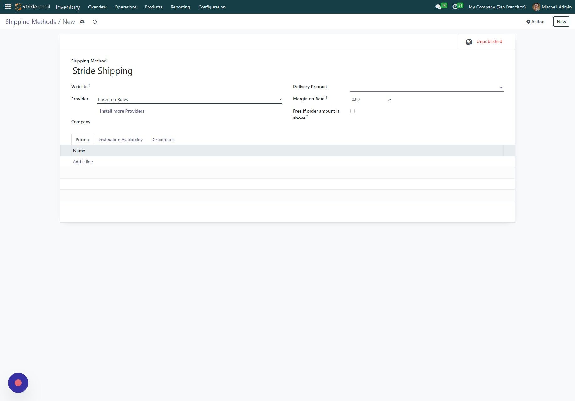 Screenshot of: Click the "Delivery Product" field.