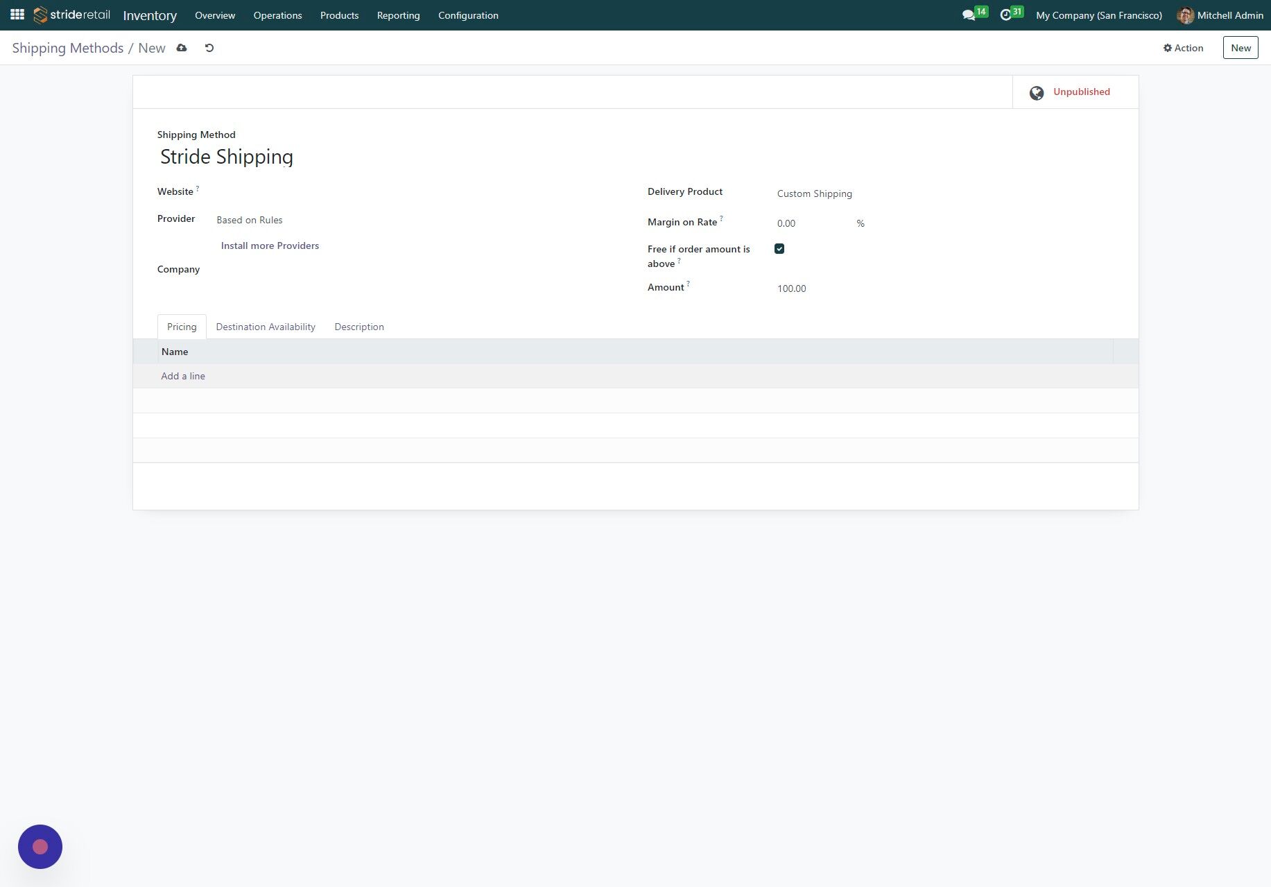 Screenshot of: Click "Add a line"