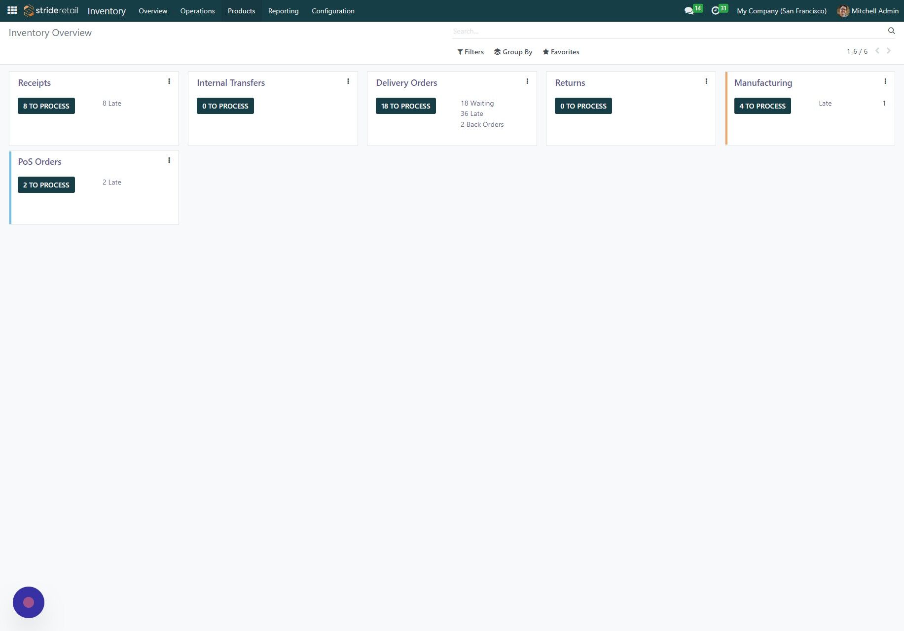 Screenshot of: Click "Products"