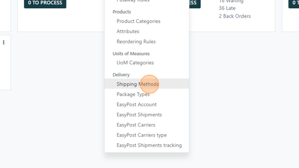 Screenshot of: Click "Shipping Methods"