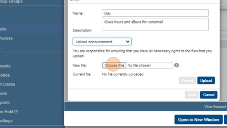 Screenshot of: Click this file field and select the file recording you would like to use.