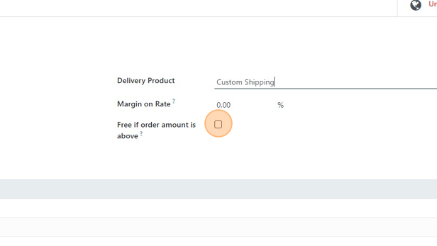 Screenshot of: (OPTIONAL) Click the "Free if order amount is above?" field.