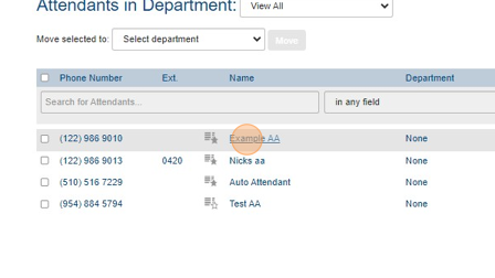 Screenshot of: Click on the AA you would like to adjust.