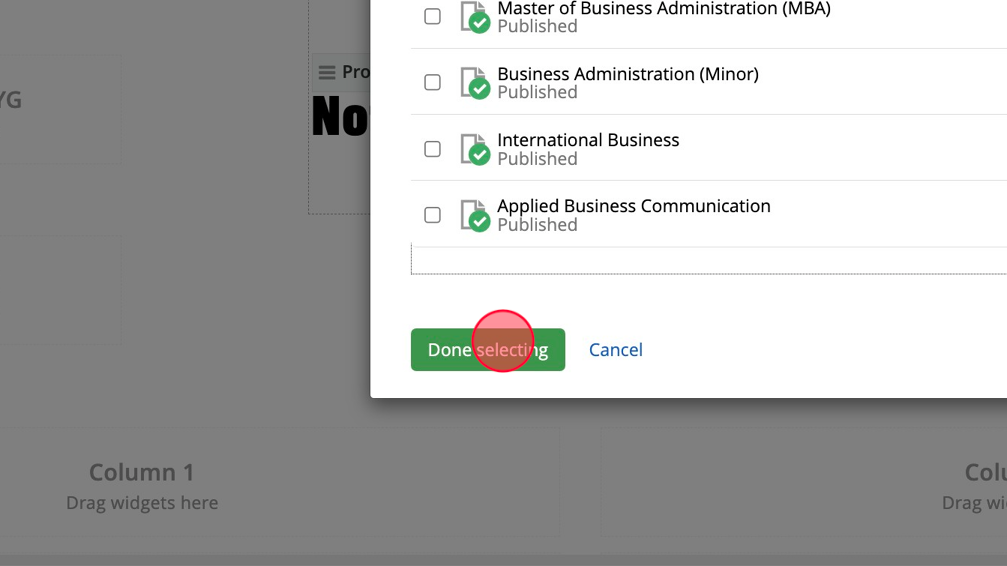Screenshot of: Click